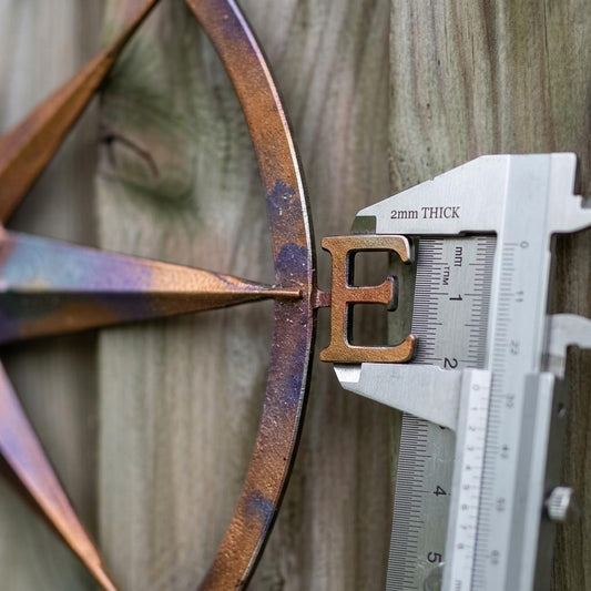 Nautical Compass Metal Wall Art Outdoor Directional Sign Heat Colored Steel Decor Handmade Coastal Garden Fence Wall Decor Gift