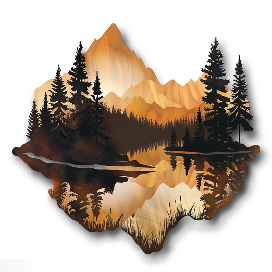 Mountain Forest Metal Wall Art Nature Landscape Decor Rustic Cabin Lodge Wall Sign Outdoor Adventure Mountain Lake Metal Wall Decor Gift