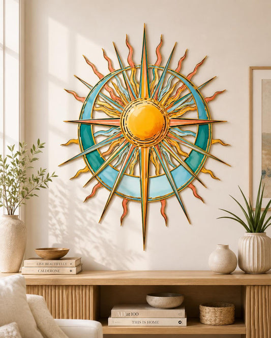 Sun Wave Metal Wall Art Ocean Sunrise Coastal Decor Nautical Wall Hanging Outdoor Garden Modern 3 Design Options Aluminum Metal Sign