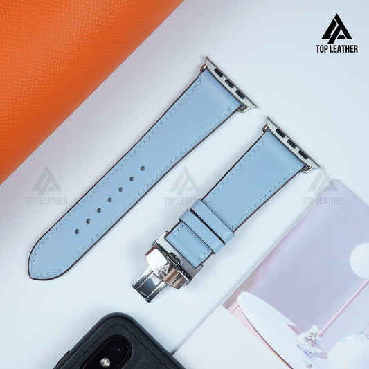 Watch Strap Smooth Nappa Leather (Smartwatch Compatible), Mechanical Watch - Sky Blue SW2211