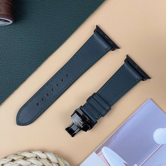 Watch Strap Smooth Nappa Leather (Smartwatch Compatible), Mechanical Watch - Moss Green SW2212
