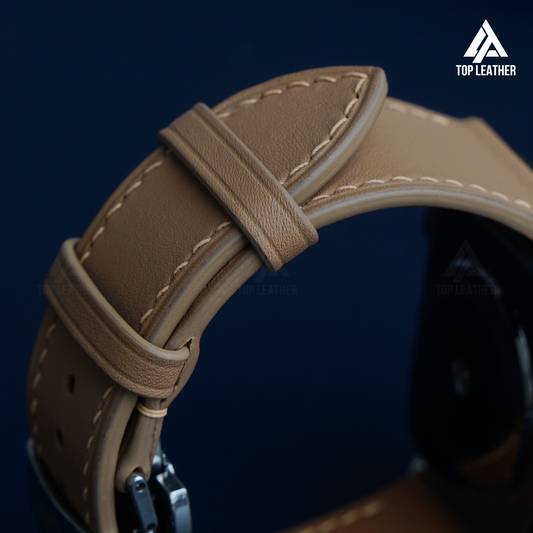 Watch Strap Smooth Nappa Leather (Smartwatch Compatible), Mechanical Watch - Peanut SW2208
