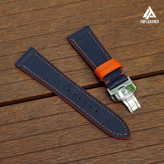Strap Watch Textured Calfskin (Smartwatch Compatible) and Mechanical Watch - Navy Mix Orange Thread EP01.33