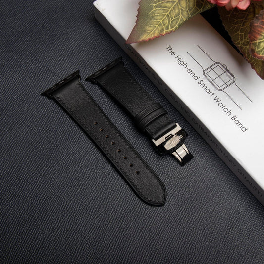 Watch Strap Smooth Nappa Leather (Smartwatch Compatible), Mechanical Watch - Black SW2207