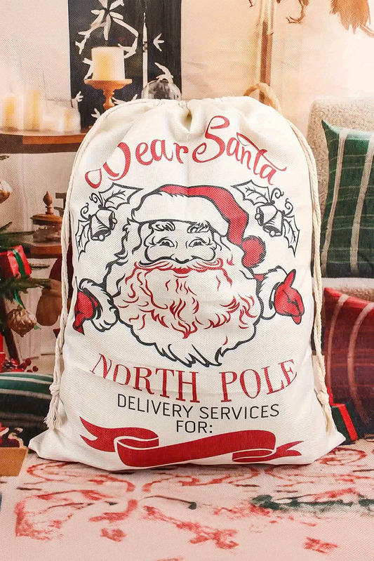 Santa Clause Closure Canvas Christmas Gift Bag