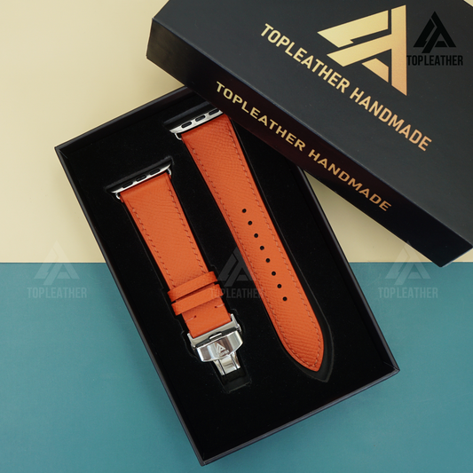 Watch Strap Textured Calfskin (Smartwatch Compatible), Samsung Galaxy Watch, Mechanical Watch - Orange EP2203