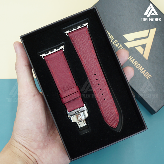 Watch Strap Textured Calfskin Watch Strap - Wine Red EP2210