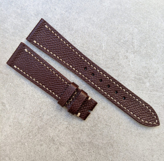 Embossed Grain Calfskin Watch Strap - Red Brown