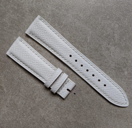 Embossed Grain Calfskin Watch Strap - White