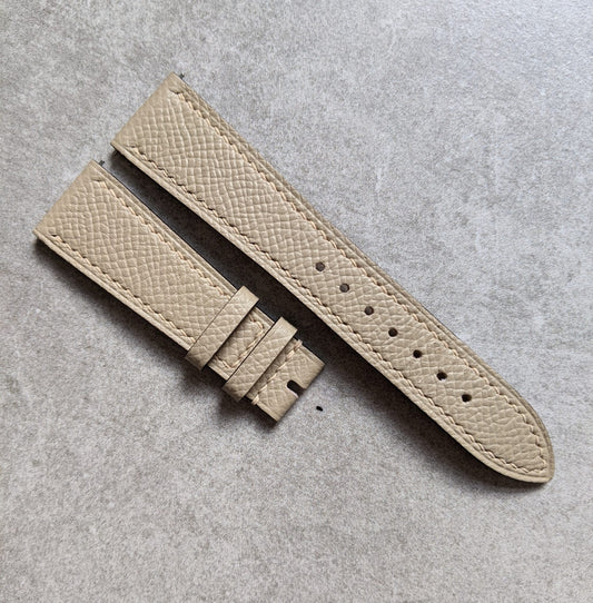 Embossed Grain Calfskin Watch Strap - Beige