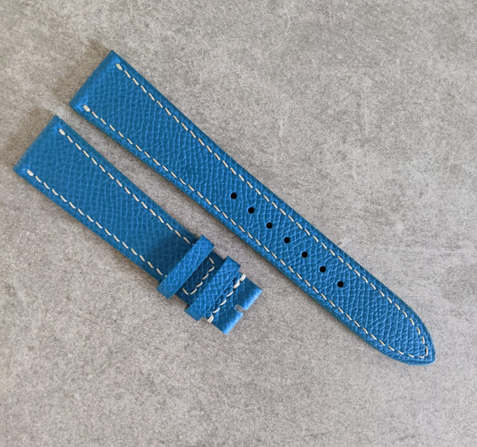 Embossed Grain Calfskin Watch Strap - Baby Blue