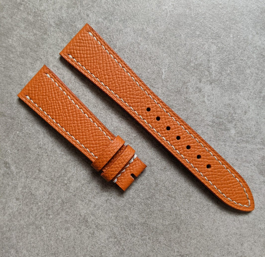 Embossed Grain Calfskin Watch Strap - Orange