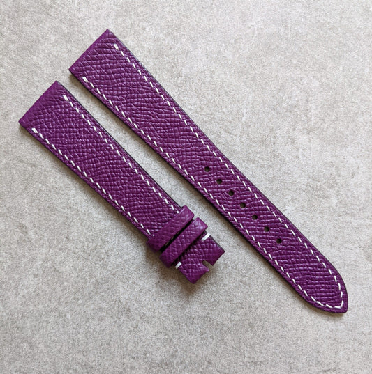 Embossed Grain Calfskin Watch Strap - Purple