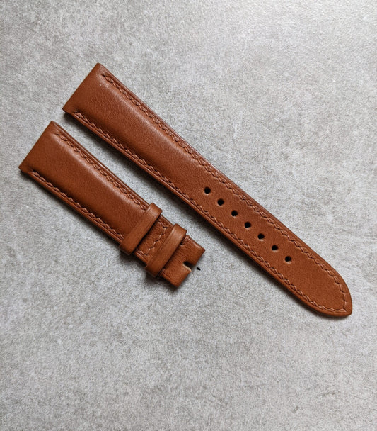 Heritage Saddle Calfskin Watch Strap - Mid Brown