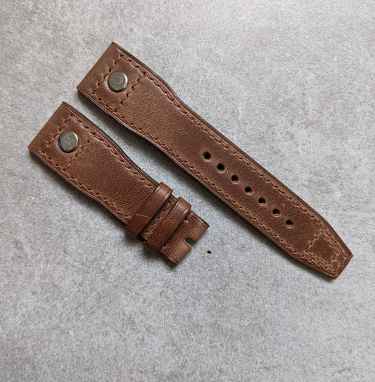 Chromexcel Aviator Style Stud Watch Strap - Natural Tan