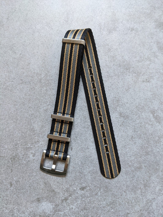 Premium Fabric Watch Strap - Vintage Dual-Stripe