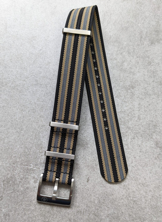 Premium Ribbed Fabric Watch Strap - Vintage Dual-Stripe