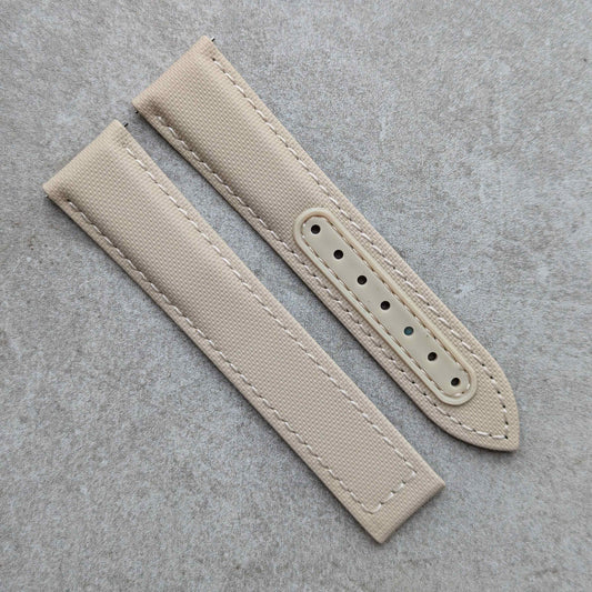 Classic Chronograph-Style Deployant Sailcloth Watch Strap - Sandstone