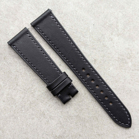 Heritage Saddle Calfskin Watch Strap - Graphite Grey