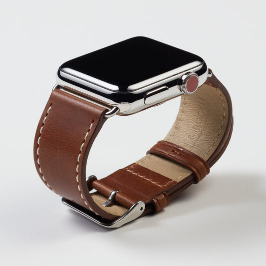 Luxe Leather Smartwatch Compatible Band - Chestnut Brown