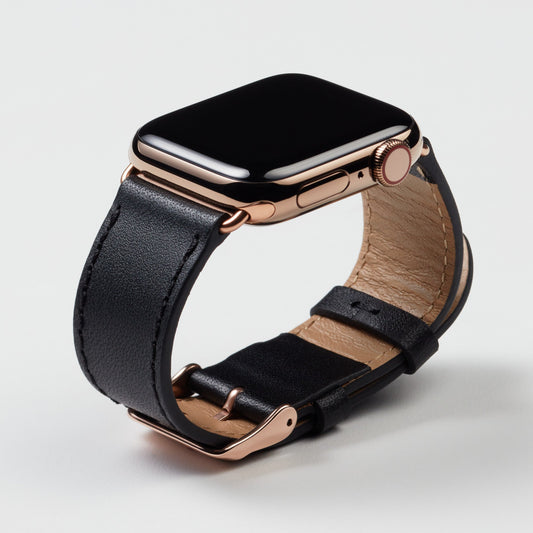 Luxe Leather Smartwatch Compatible Leather Strap - Nero Black
