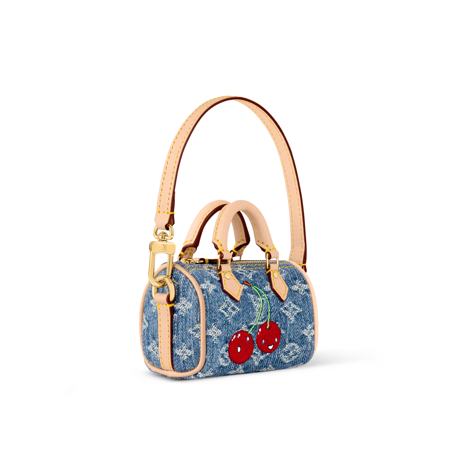 Micro Speedy Denim Cerise Bag Charm