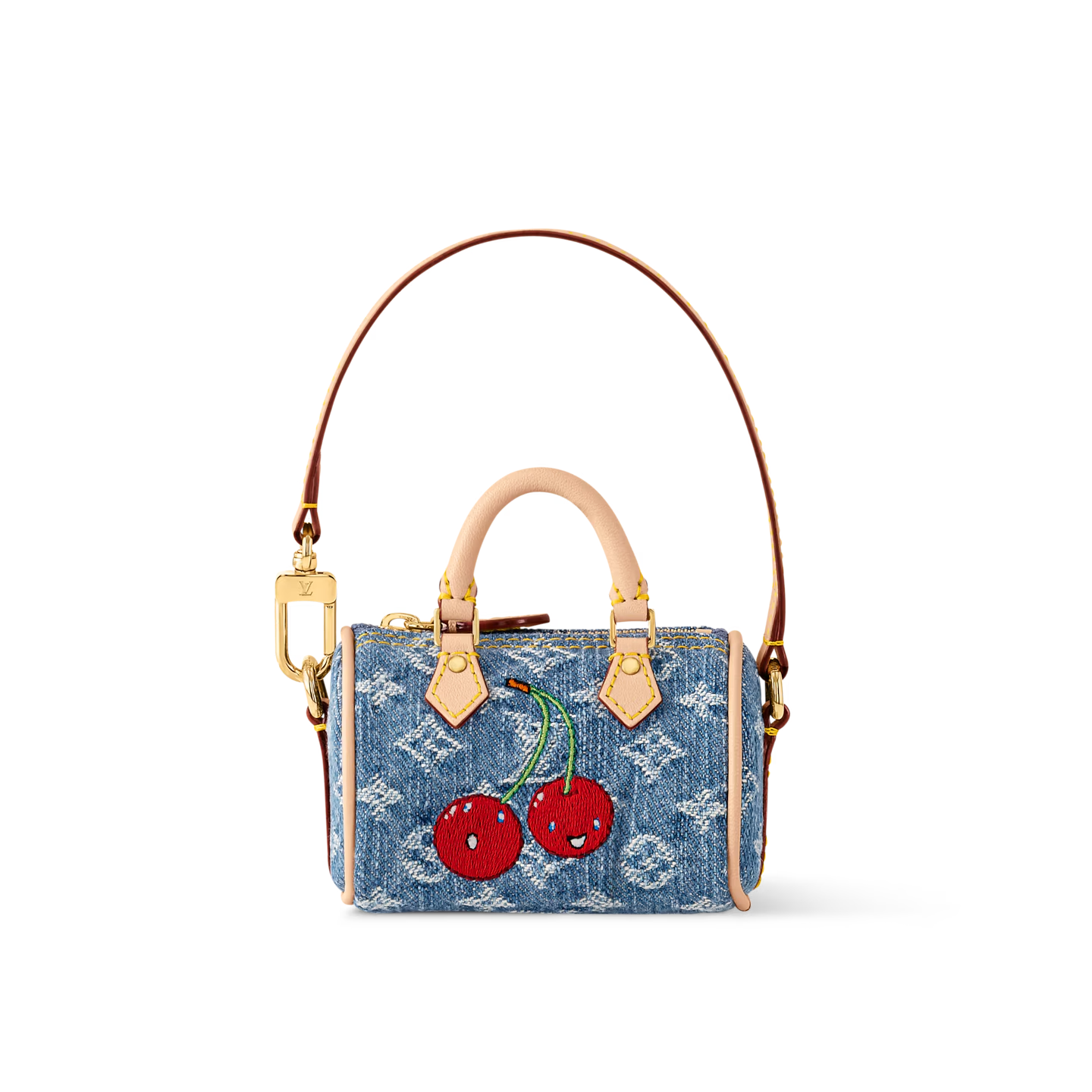 Micro Speedy Denim Cerise Bag Charm
