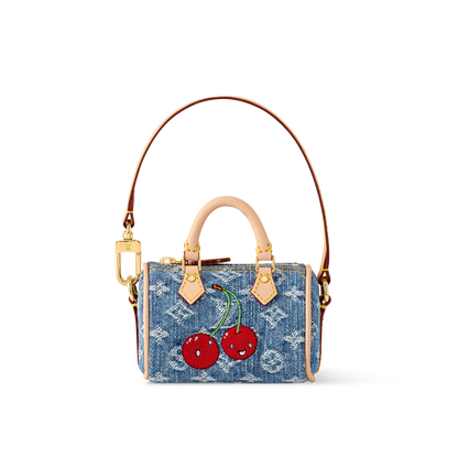 Micro Speedy Denim Cerise Bag Charm