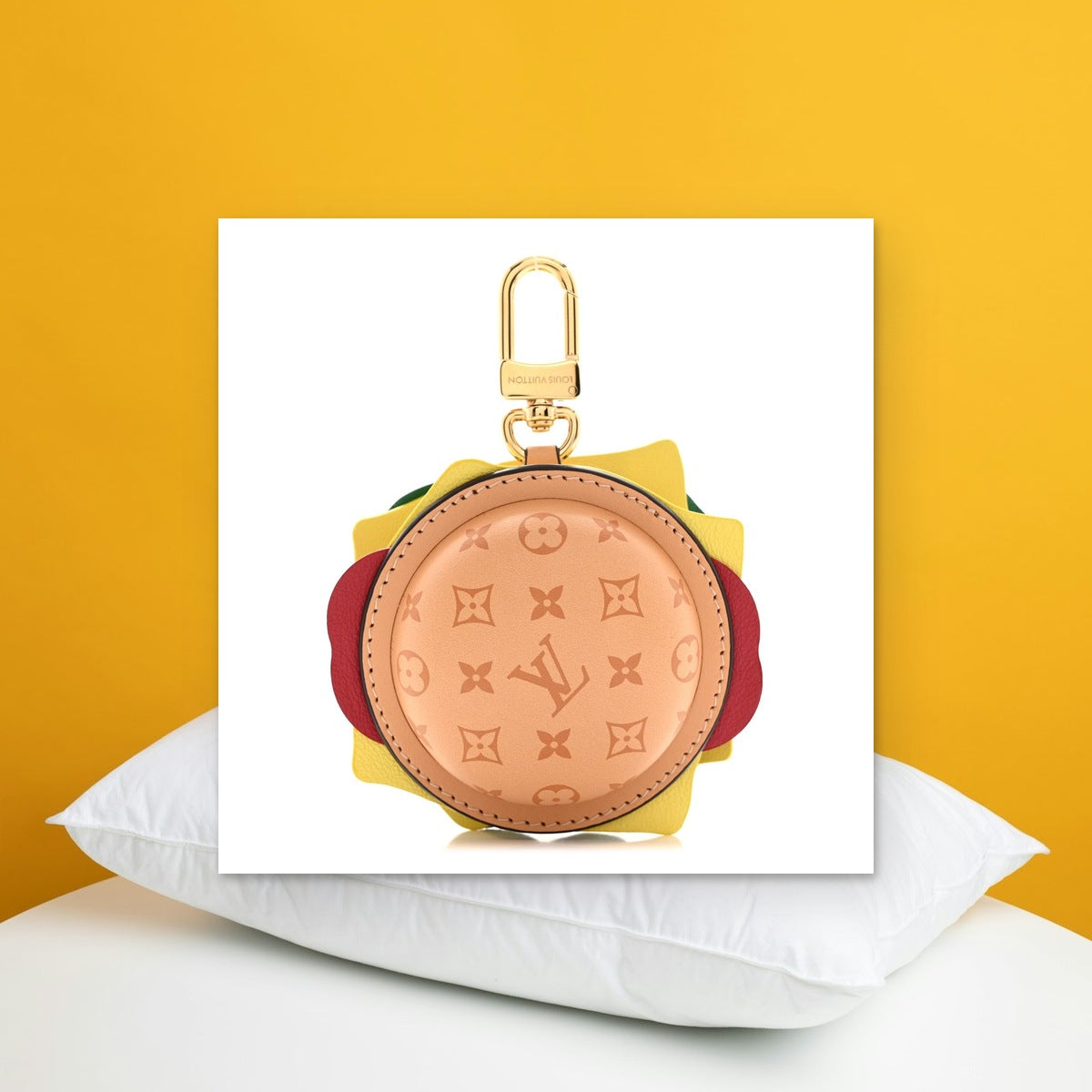 Hamburger Bag Charm - In-Hand Scale View | Eluxsic Luxury Charm