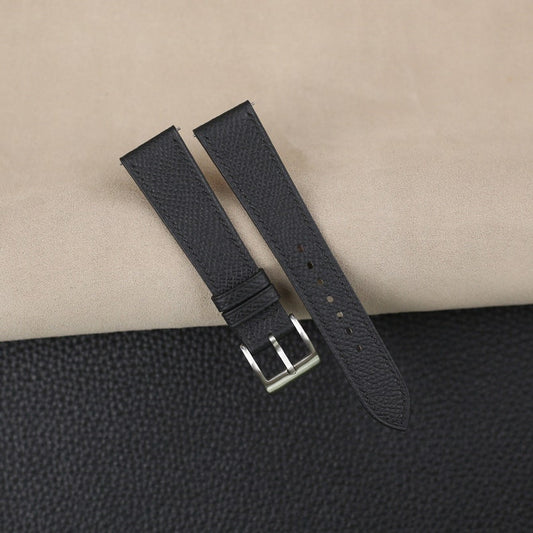 Black Textured Calfskin Watch Strap, Black Textured Calfskin Handmade Watch Strap, Embossed Grain Strap Watch 16mm 18mm 19mm 20mm 21mm