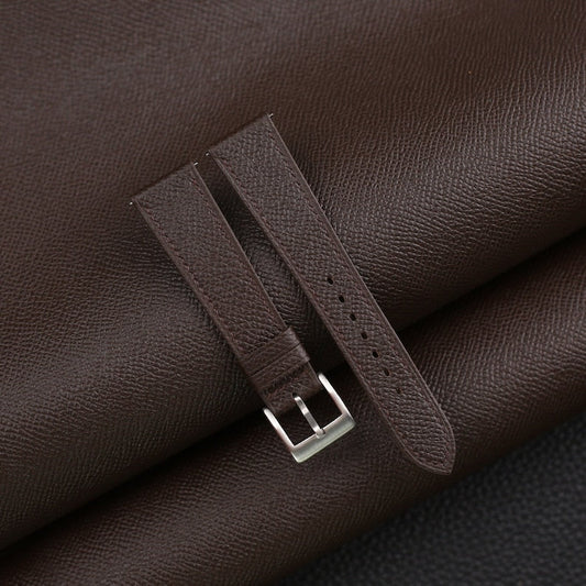Dark Brown Textured Calfskin Watch Strap, Dark Brown Textured Calfskin Handmade Watch Strap, Embossed Grain Strap Watch 16mm 18mm 19mm 20mm 21mm