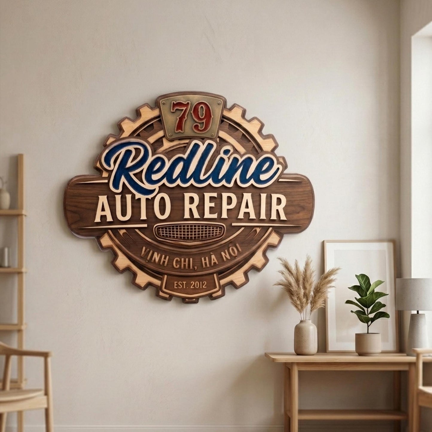 Personalized Auto Repair Wood Sign, Custom Mechanic Shop Wall Decor, Garage Name Plaque, Car Workshop Gift, Vintage Logo for Garage Wall