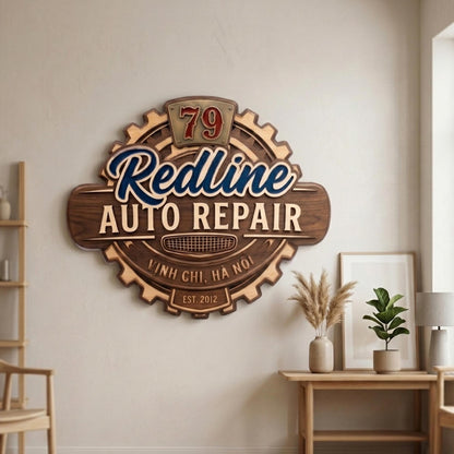 Personalized Auto Repair Wood Sign, Custom Mechanic Shop Wall Decor, Garage Name Plaque, Car Workshop Gift, Vintage Logo for Garage Wall