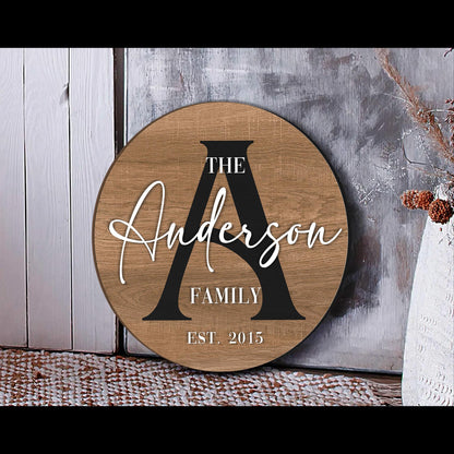 Round Last Name Sign, Round Wedding Sign, Established Sign, Family Gift, Custom Family Gift, Wood First Home Gift, Christmas Gift