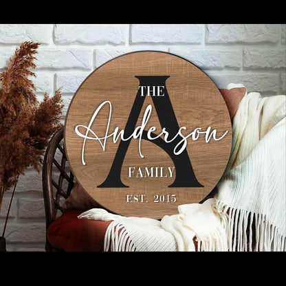 Round Last Name Sign, Round Wedding Sign, Established Sign, Family Gift, Custom Family Gift, Wood First Home Gift, Christmas Gift
