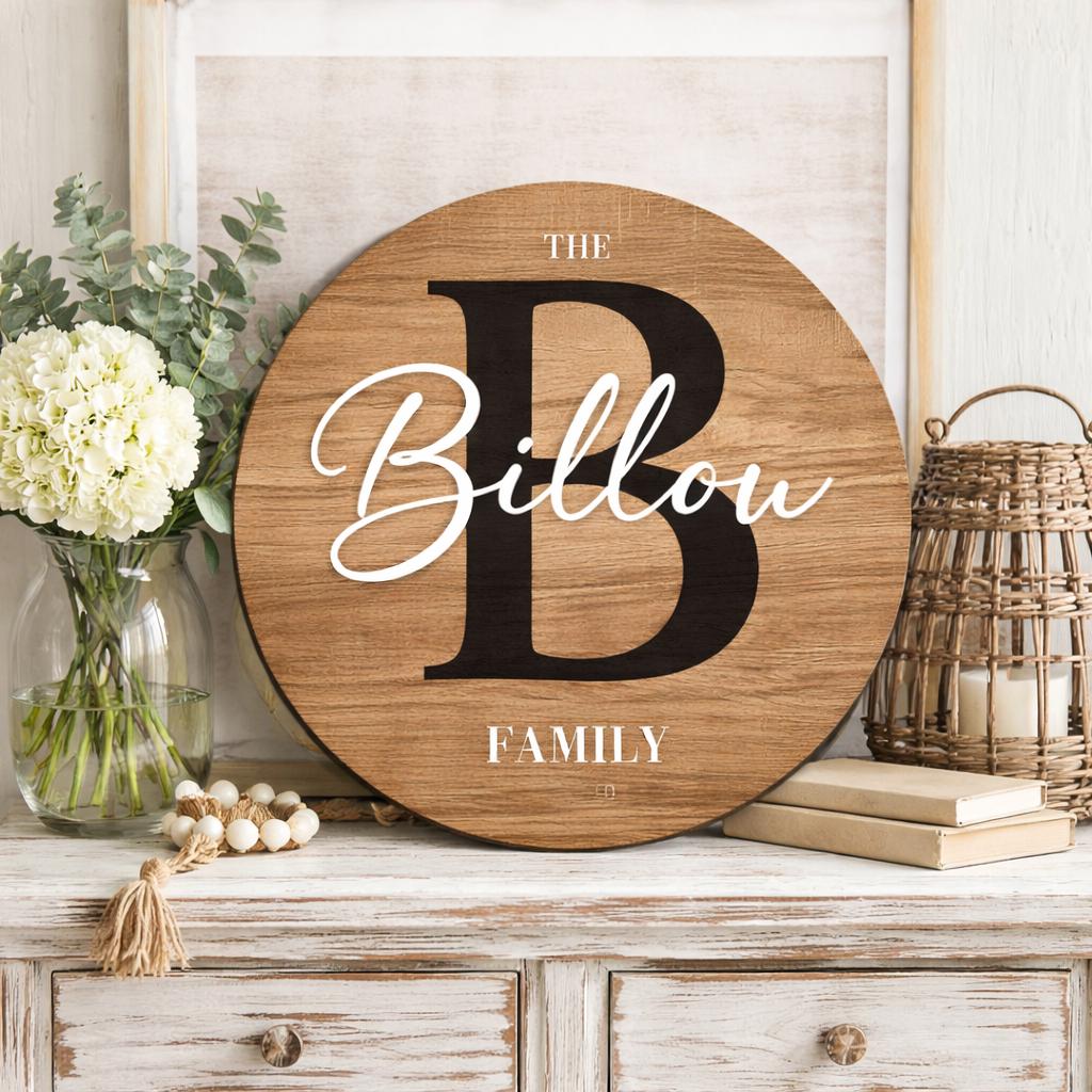 Round Last Name Sign, Round Wedding Sign, Established Sign, Family Gift, Custom Family Gift, Wood First Home Gift, Christmas Gift