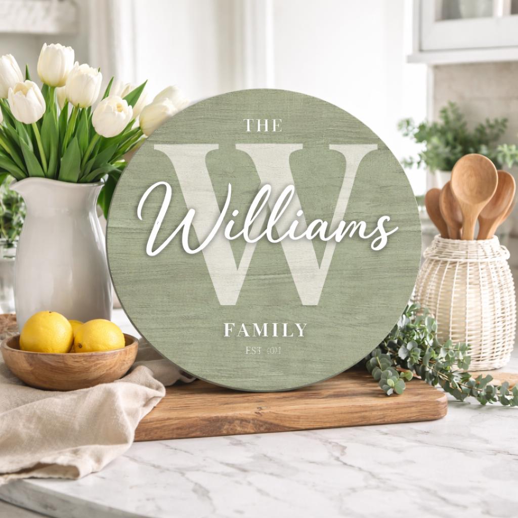 Round Last Name Sign, Round Wedding Sign, Established Sign, Family Gift, Custom Family Gift, Wood First Home Gift, Christmas Gift