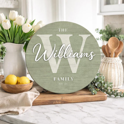 Round Last Name Sign, Round Wedding Sign, Established Sign, Family Gift, Custom Family Gift, Wood First Home Gift, Christmas Gift