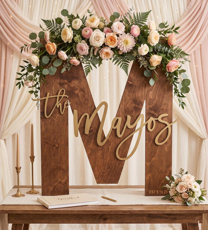 Personalized Wedding Guest Book Alternative, Wooden Name Sign, Custom Letter Decor, Rustic Wedding Sign, Bridal Shower Keepsake Decor Gift