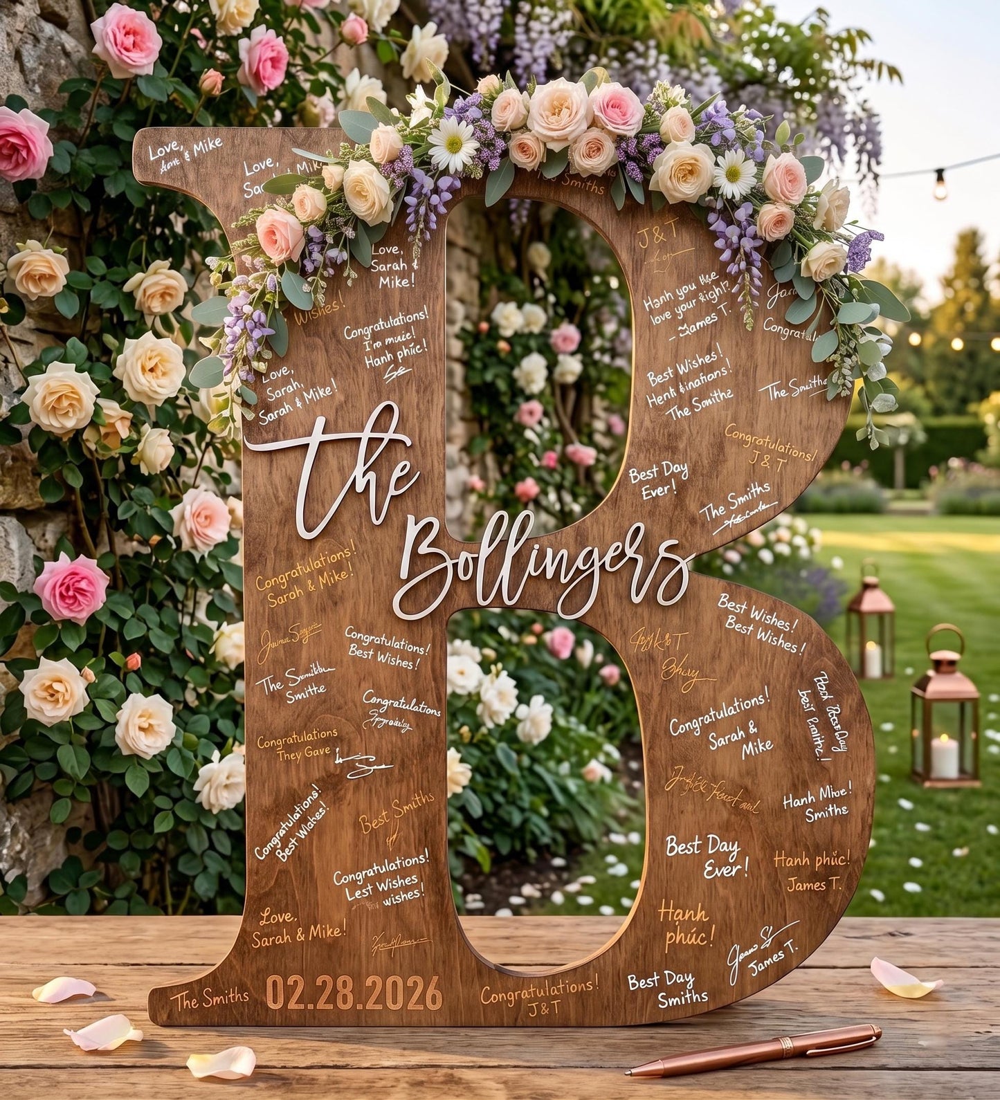 Personalized Wedding Guest Book Alternative, Wooden Name Sign, Custom Letter Decor, Rustic Wedding Sign, Bridal Shower Keepsake Decor Gift
