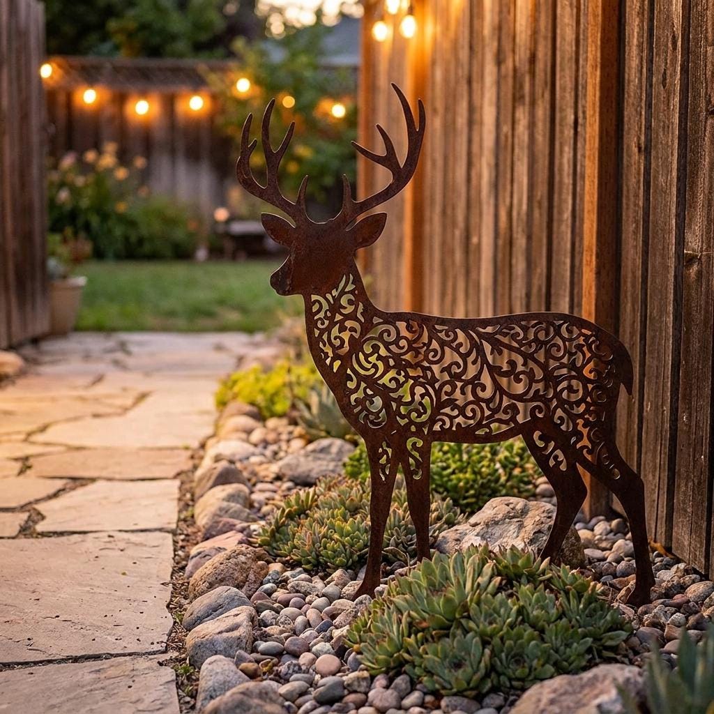 Rusty Metal Fox Family Garden Decor Steel Fox Yard Art Outdoor Fox Silhouette Corten Rust Animal Sculpture Rustic Garden Gift for Home