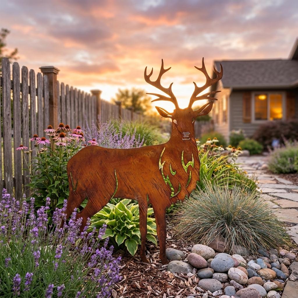 Rusty Metal Fox Family Garden Decor Steel Fox Yard Art Outdoor Fox Silhouette Corten Rust Animal Sculpture Rustic Garden Gift for Home