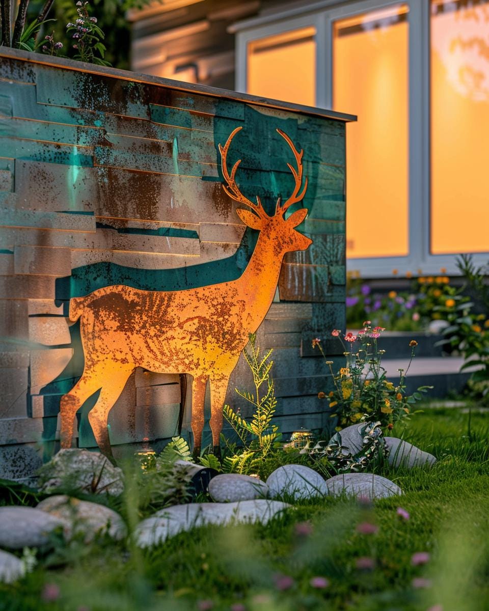 Rusty Metal Fox Family Garden Decor Steel Fox Yard Art Outdoor Fox Silhouette Corten Rust Animal Sculpture Rustic Garden Gift for Home