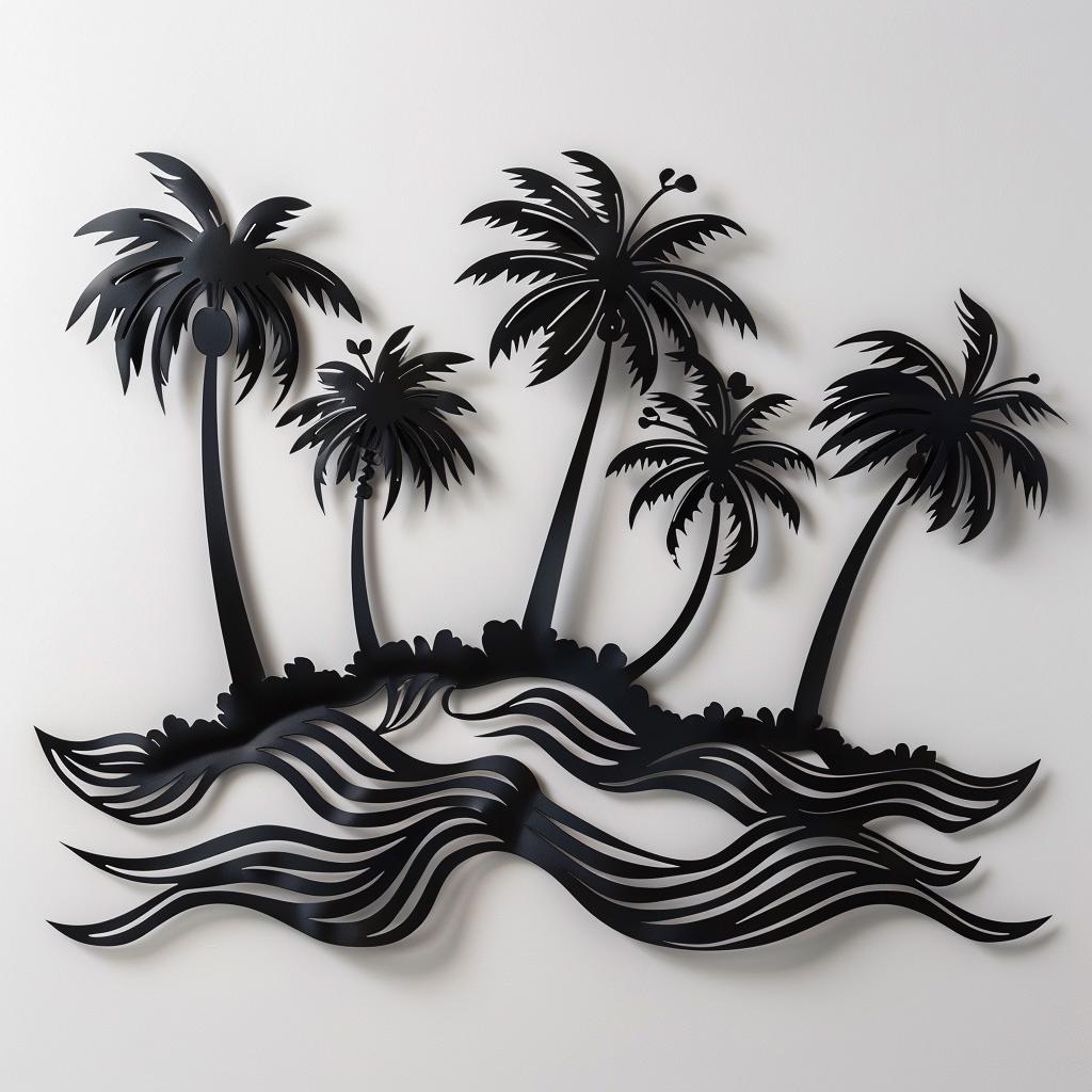 Coconut Palm Tree Metal Wall Art, Tropical Beach House Decor, Coastal Outdoor Garden Sign, Palm Wall Hanging, Summer Housewarming Gift Art
