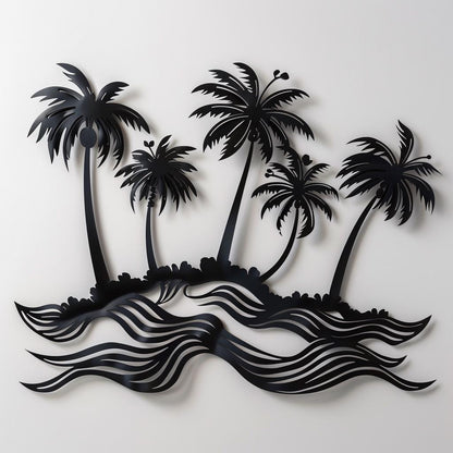 Coconut Palm Tree Metal Wall Art, Tropical Beach House Decor, Coastal Outdoor Garden Sign, Palm Wall Hanging, Summer Housewarming Gift Art