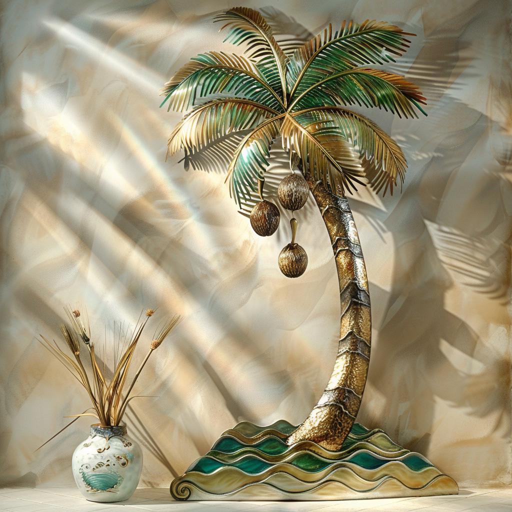 Palm Tree Metal Wall Art, Tropical Beach Decor, Coastal Home Outdoor Garden Sign, Coconut Palm Wall Hanging, Summer House Gift