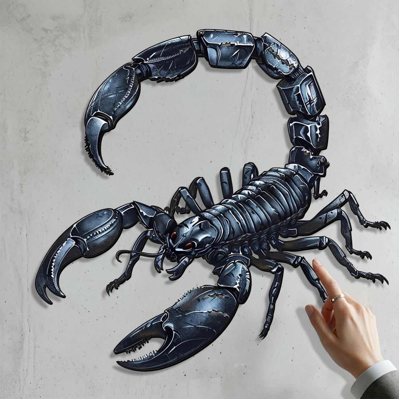 Scorpion Metal Wall Sign 2D Laser Cut Steel Art Dark Glossy Scorpion Decor Garage Wall Hanging Industrial Home Decor Unique Gift for Him