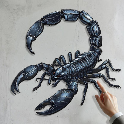 Scorpion Metal Wall Sign 2D Laser Cut Steel Art Dark Glossy Scorpion Decor Garage Wall Hanging Industrial Home Decor Unique Gift for Him