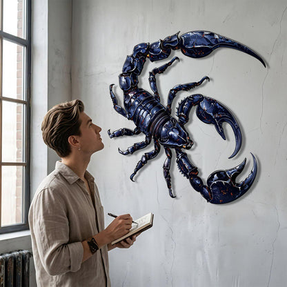Scorpion Metal Wall Sign 2D Laser Cut Steel Art Dark Glossy Scorpion Decor Garage Wall Hanging Industrial Home Decor Unique Gift for Him