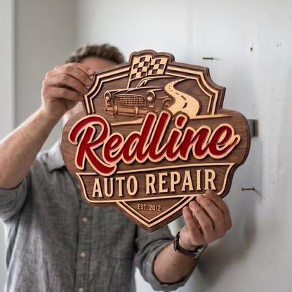 Personalized Auto Repair Wood Sign, Custom Mechanic Shop Wall Decor, Garage Name Plaque, Car Workshop Gift, Vintage Logo for Garage Wall